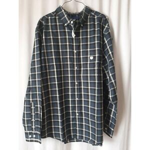 New Simply Styled Shirt Long Sleeve Dark Blue Plaid Men's Size XL